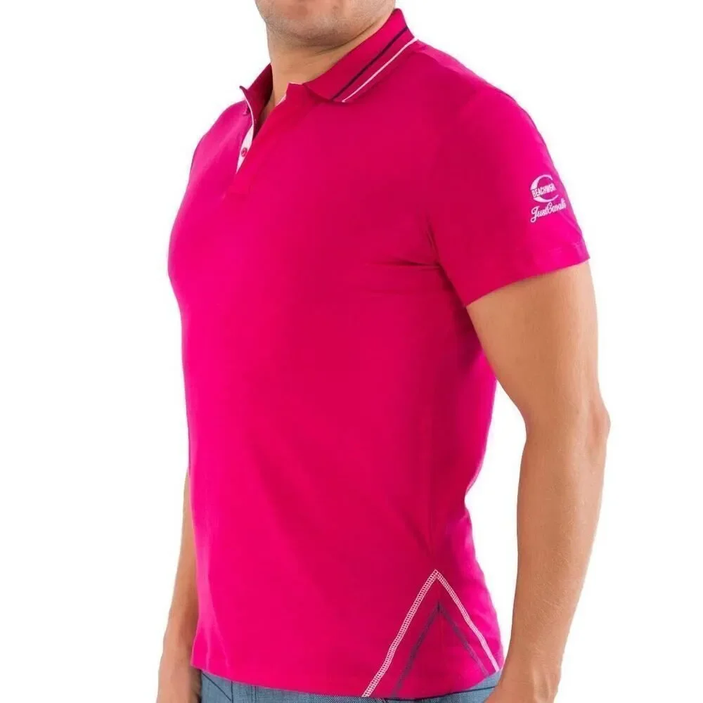 New Just Cavalli Men XS / 46 Pink Classic Polo T-Shirt Summer Top Short Sleeve - Picture 3 of 5